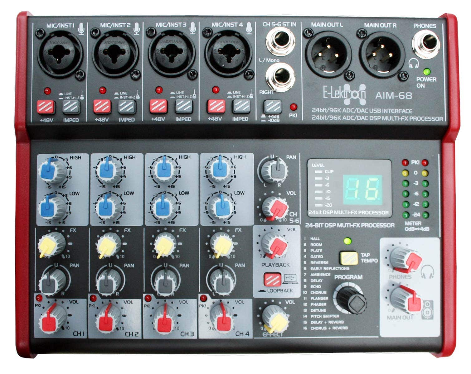 E-Lektron AIM-68 6 kanaals mengpaneel met USB interface