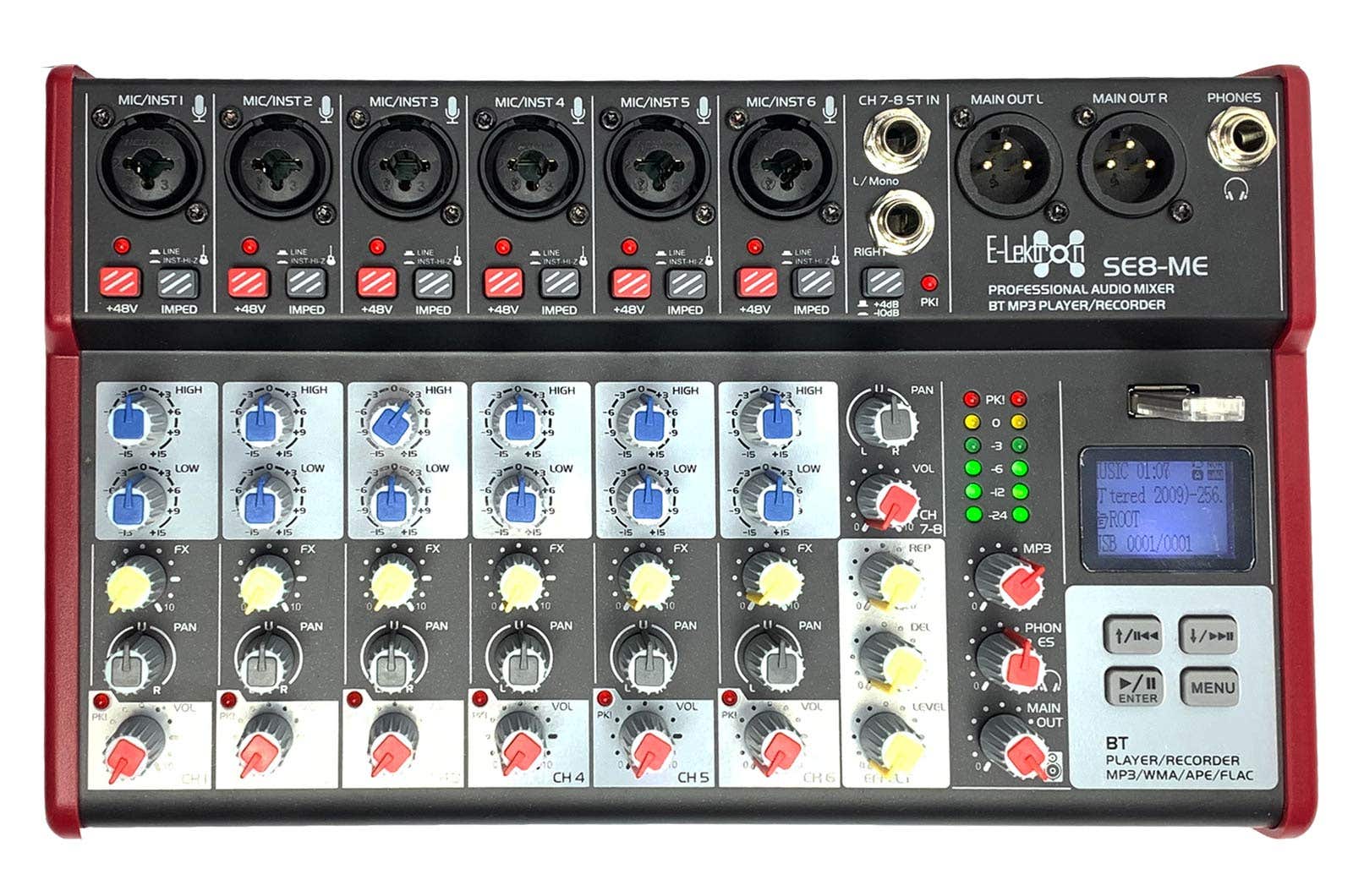 E-Lektron SE-8 live mengpaneel met Bluetooth en USB-opnamefunctie