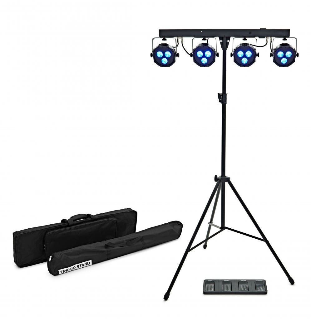 E-Lektron Power Bar - LED par lichtset - Met draadloze voetcontroller - Inclusief statief en draagtassen