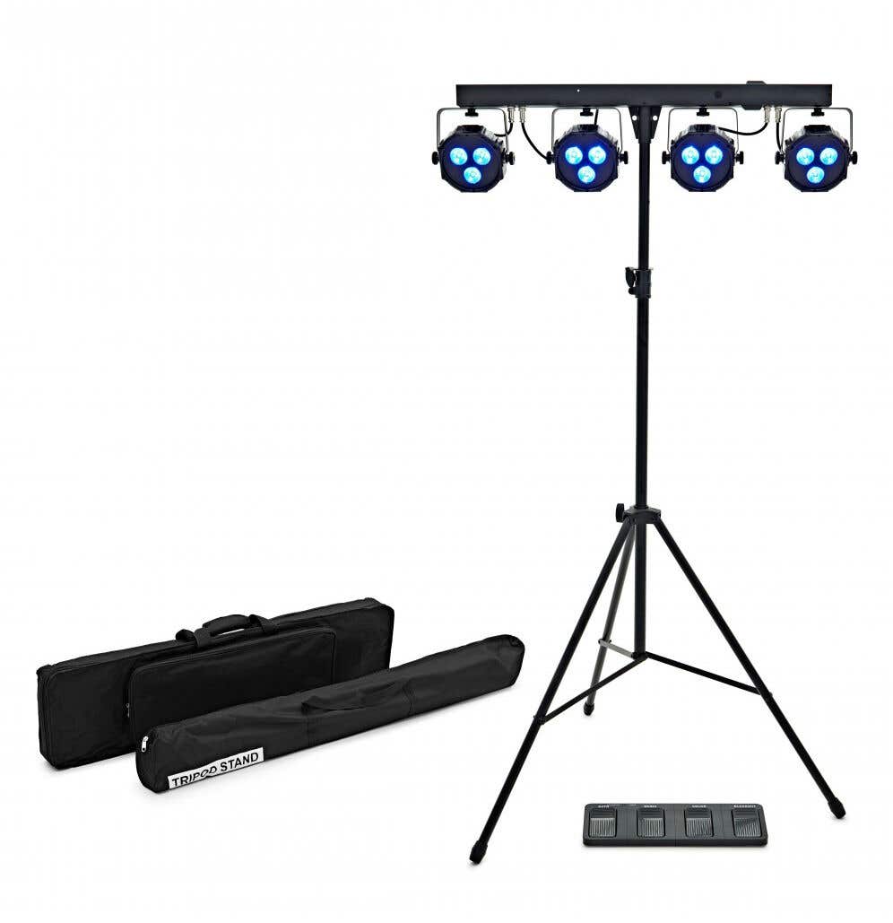 Retourdeal - E-Lektron Power Bar - LED par lichtset - Met draadloze voetcontroller - Inclusief statief en draagtassen