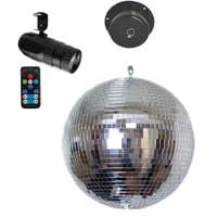 E-Lektron Spiegelbol Set - 25 cm disco bal - Inclusief motor en RGBW pinspot