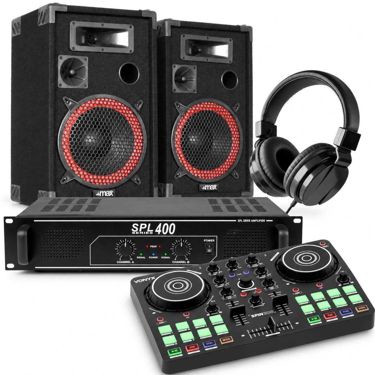 Vonyx Spin200 complete DJ starterset - Inclusief Virtual DJ LE software, speakers en versterker