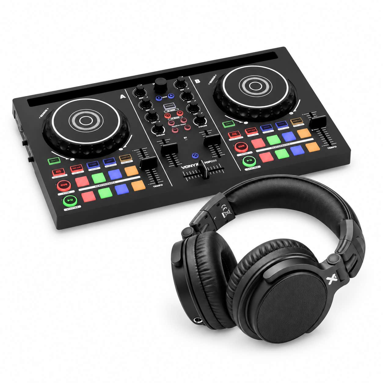 Vonyx Loop200 DJ controller set - Met DJ koptelefoon - Virtual DJ LE software - Beginner DJ set