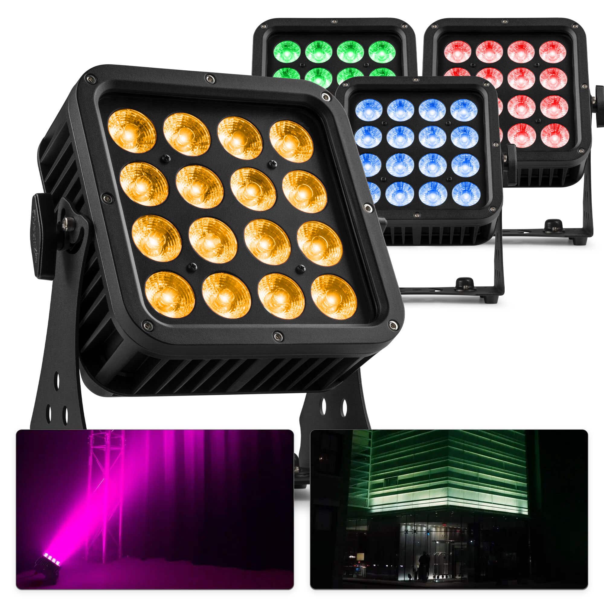 BeamZ Pro set van 4x StarColor135 - IP65 waterdichte floodlight met 16x 8W RGBA LED’s
