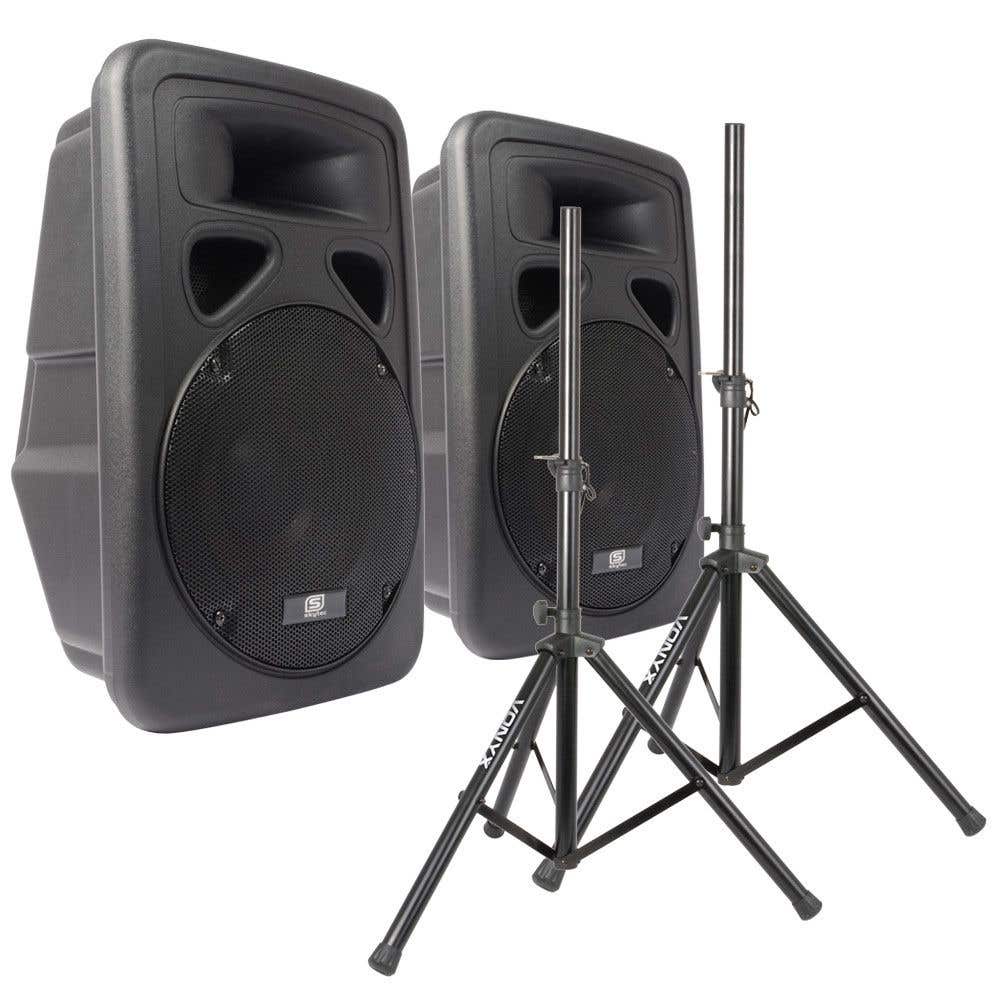 SkyTec ABS Actieve PA Luidspreker Set 12" 1200W met Standaards