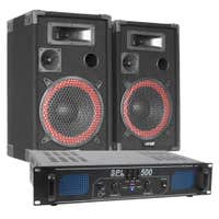 MAX 500W DJ speaker set - PA luidspreker en versterker combinatie - 500W - 8 inch