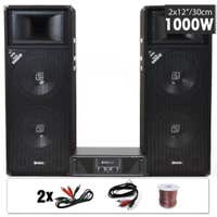 SkyTec DJ luidsprekerset met versterker 1000W