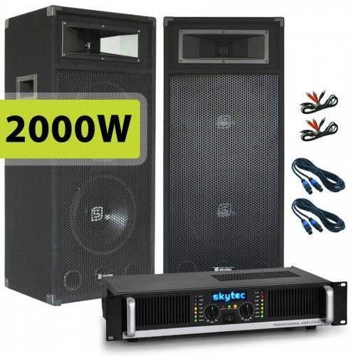 SkyTec SM212 MKII PA Luidspreker en Versterker combinatie 2000W