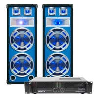 SkyTec DJ Set LED210 1600W PA Versterker met Disco Luidsprekers MKII