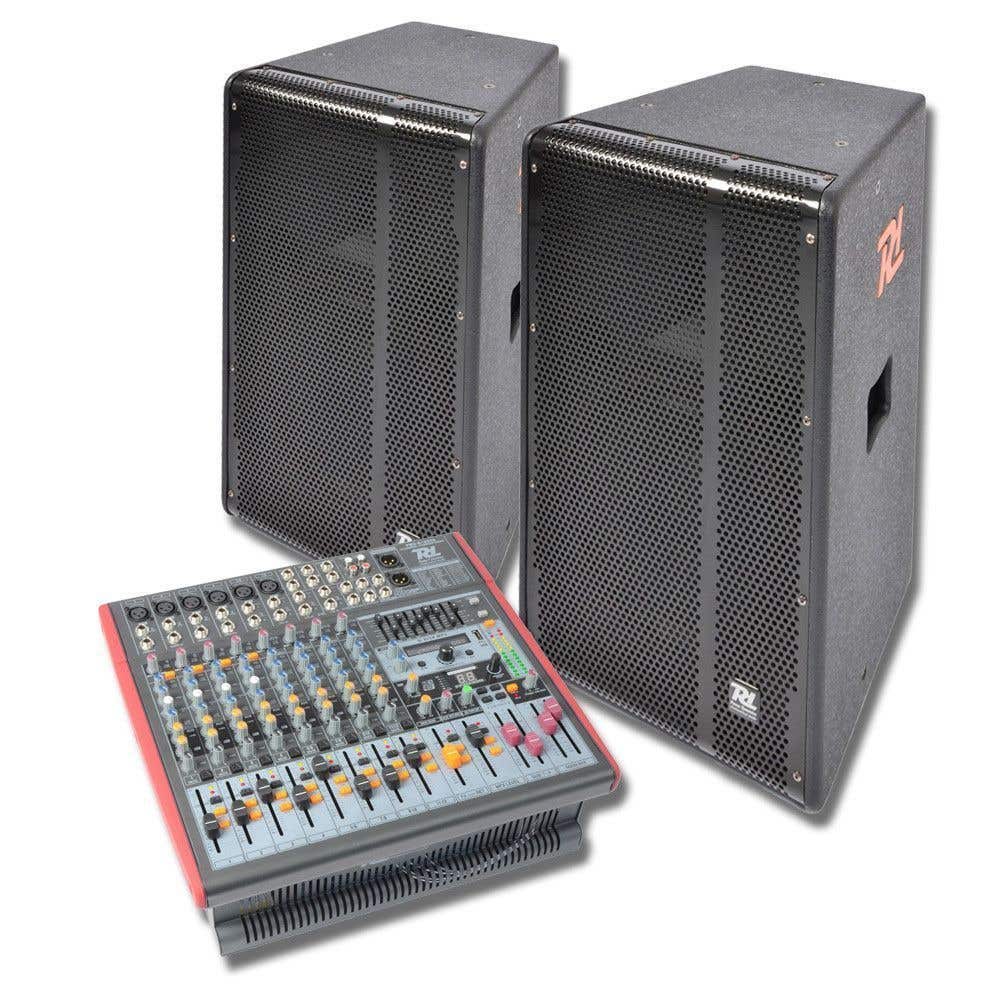 Power Dynamics PDM-S1203A mixer plus PD312 speakers live-set