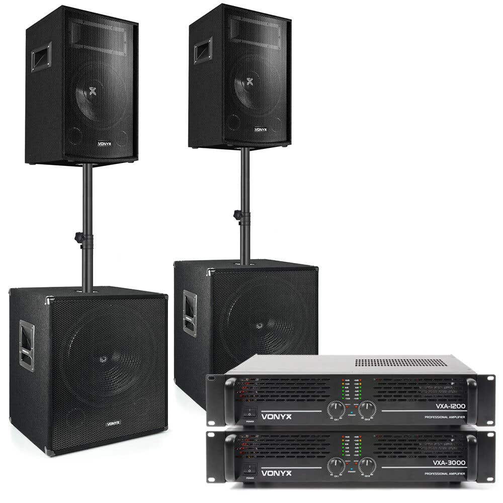 Vonyx 1700W Subwoofer Set "Super Bass 1700" met Versterkers