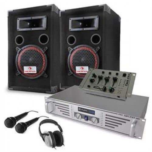 Complete DJ starter set met PA luidsprekers - versterker - mengpaneel 500W