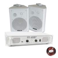 SkyTec witte HiFi Bluetooth geluidsset met versterker en 6,5" speakers.