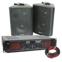 SkyTec zwarte HiFi Bluetooth geluidsset met versterker en 6,5" speakers.
