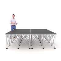 Power Dynamics compleet podium met opvouwbare poten en antisliplaag - 200 x 200 x 60 cm - Aluminium