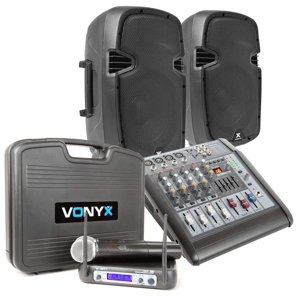 Vonyx zang en karaokeset met mixer, speakers en draadloze microfoons