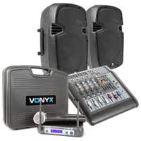 Vonyx zang en karaokeset met mixer, speakers en draadloze microfoons