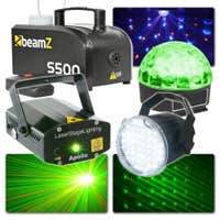 BeamZ Disco Verlichting Set met Rookmachine, Laser, Jelly Ball en stroboscoop