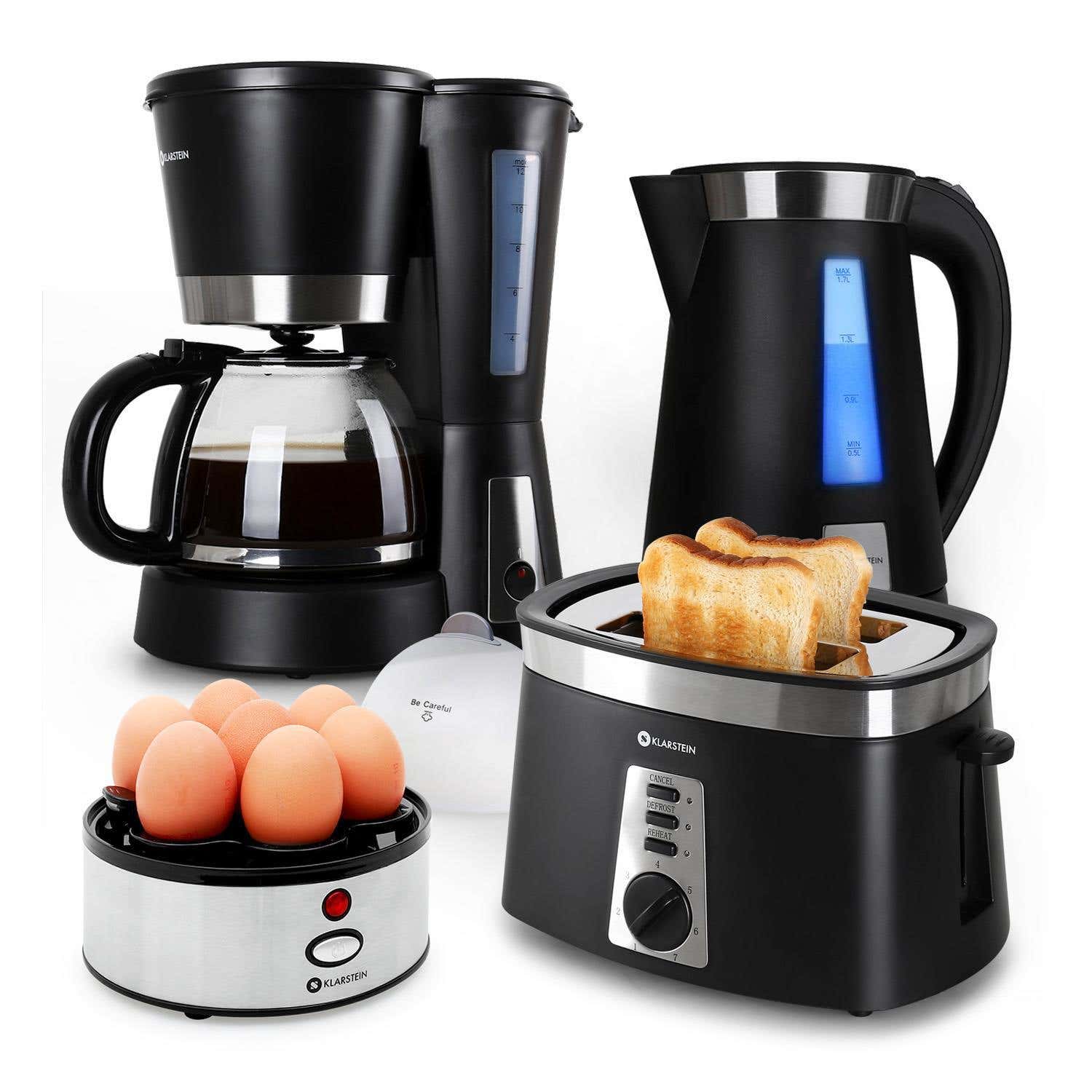 Klarstein Ontbijtset Sunday Morning Zwart met eierkoker
