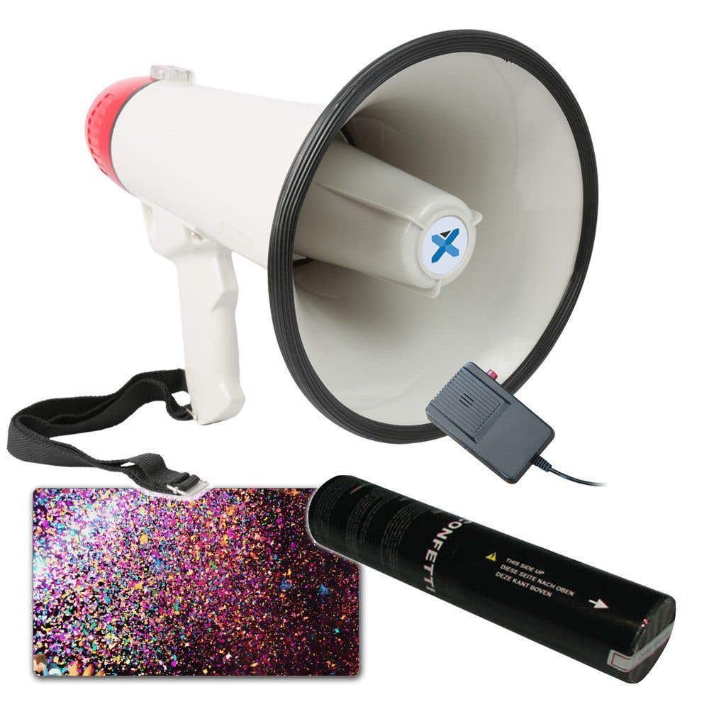 Carnaval Roeptoeter met 80cm confetti kanon