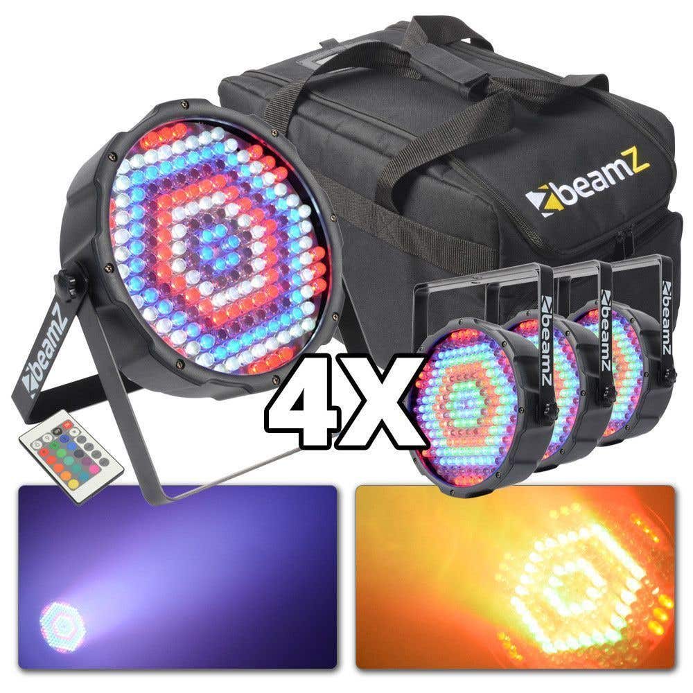 BeamZ Parrenset 4x in Flightbag met afstandsbediening