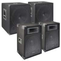 SkyTec 2400W Disco DJ set met subwoofers, speakers en kabels