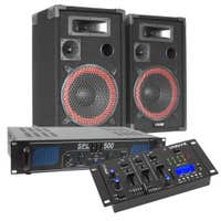 MAX DJ speaker set met Bluetooth versterker en mixer - Complete PA speakerset - 500W - 8 inch