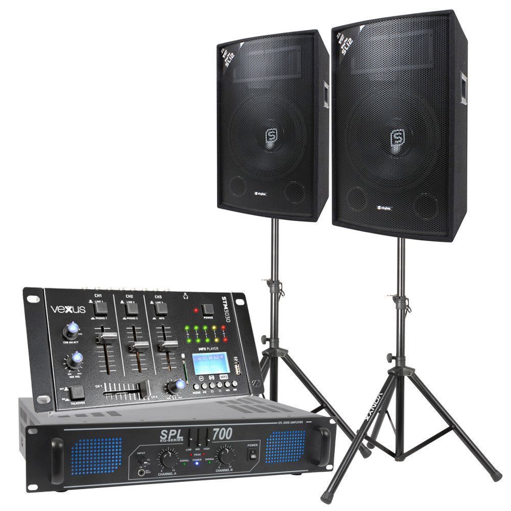 SkyTec Complete 700W DJ Bluetooth Geluidsinstallatie met Standaards