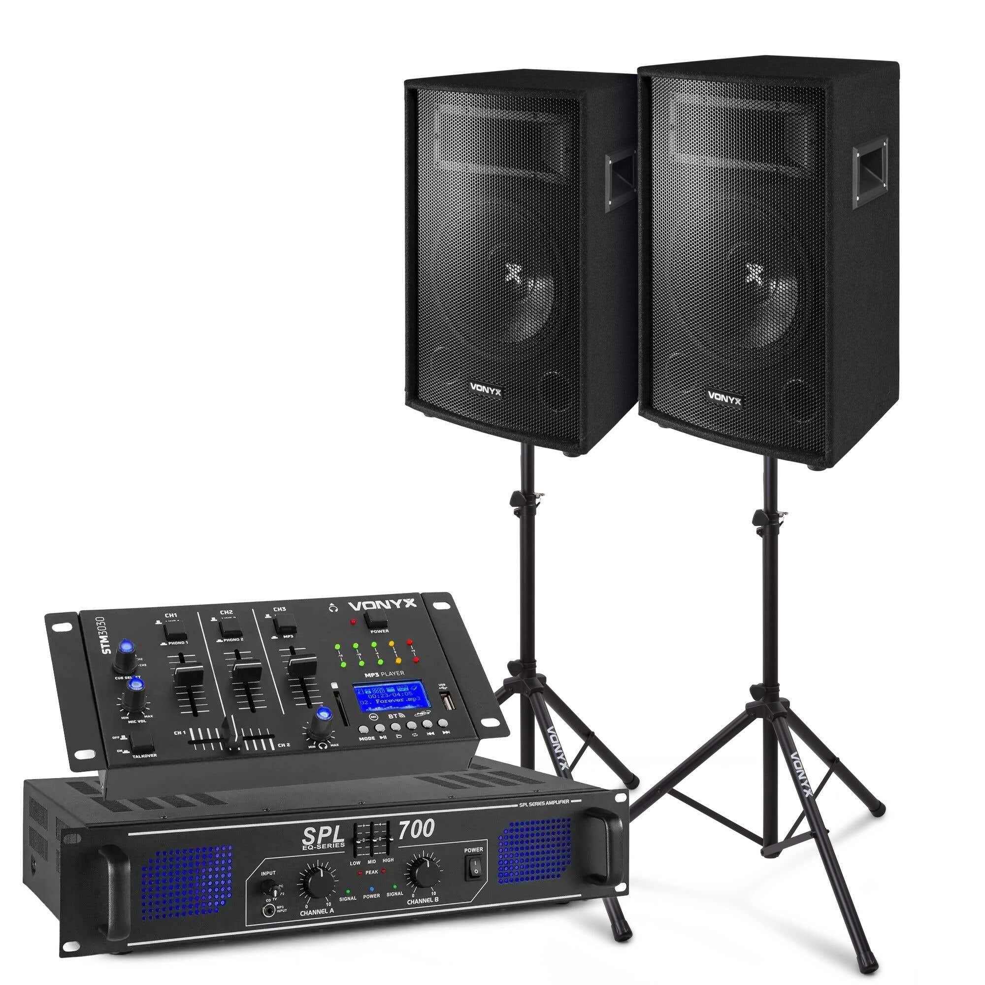 SkyTec Complete 700W DJ Bluetooth Geluidsinstallatie met Standaards