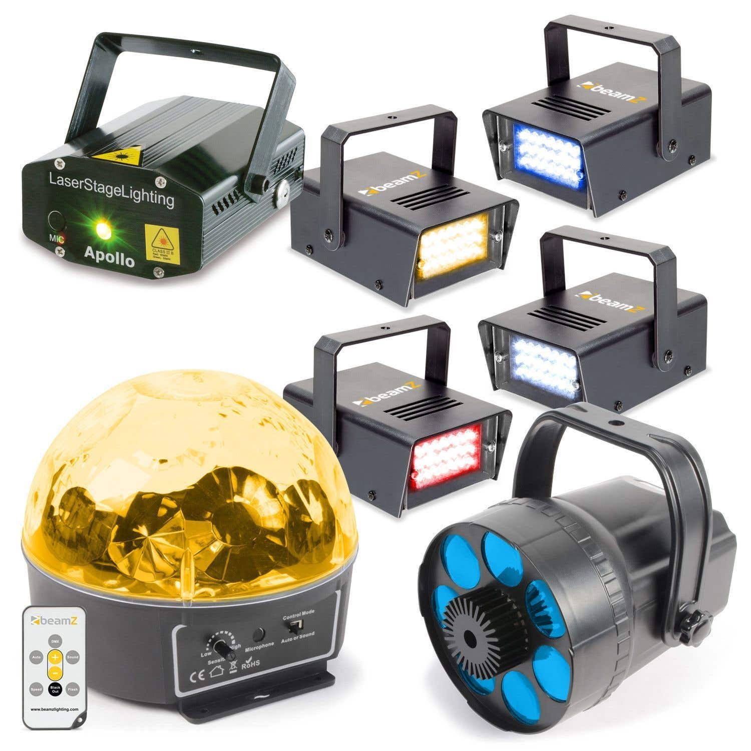 BeamZ lichtset met 2x LED effect, laser en 4 strobo's