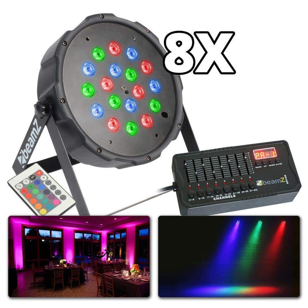 BeamZ lichtset met 8x 18W LED FLATPAR spots incl. kabels