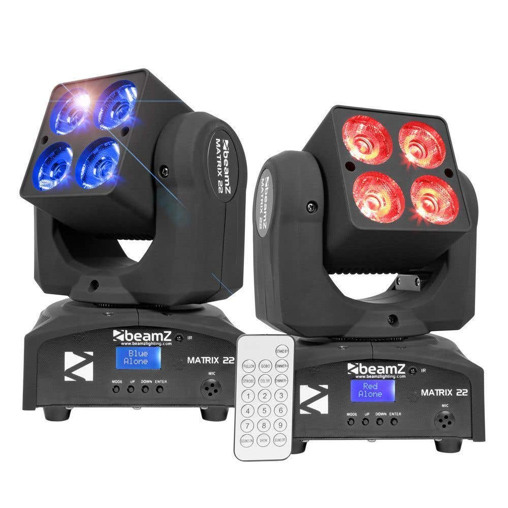 BeamZ - Set van 2 Matrix22 4x 10W CREE LED movingheads