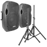 Vonyx AP1200 actieve Bluetooth / mp3 speakerset met standaards