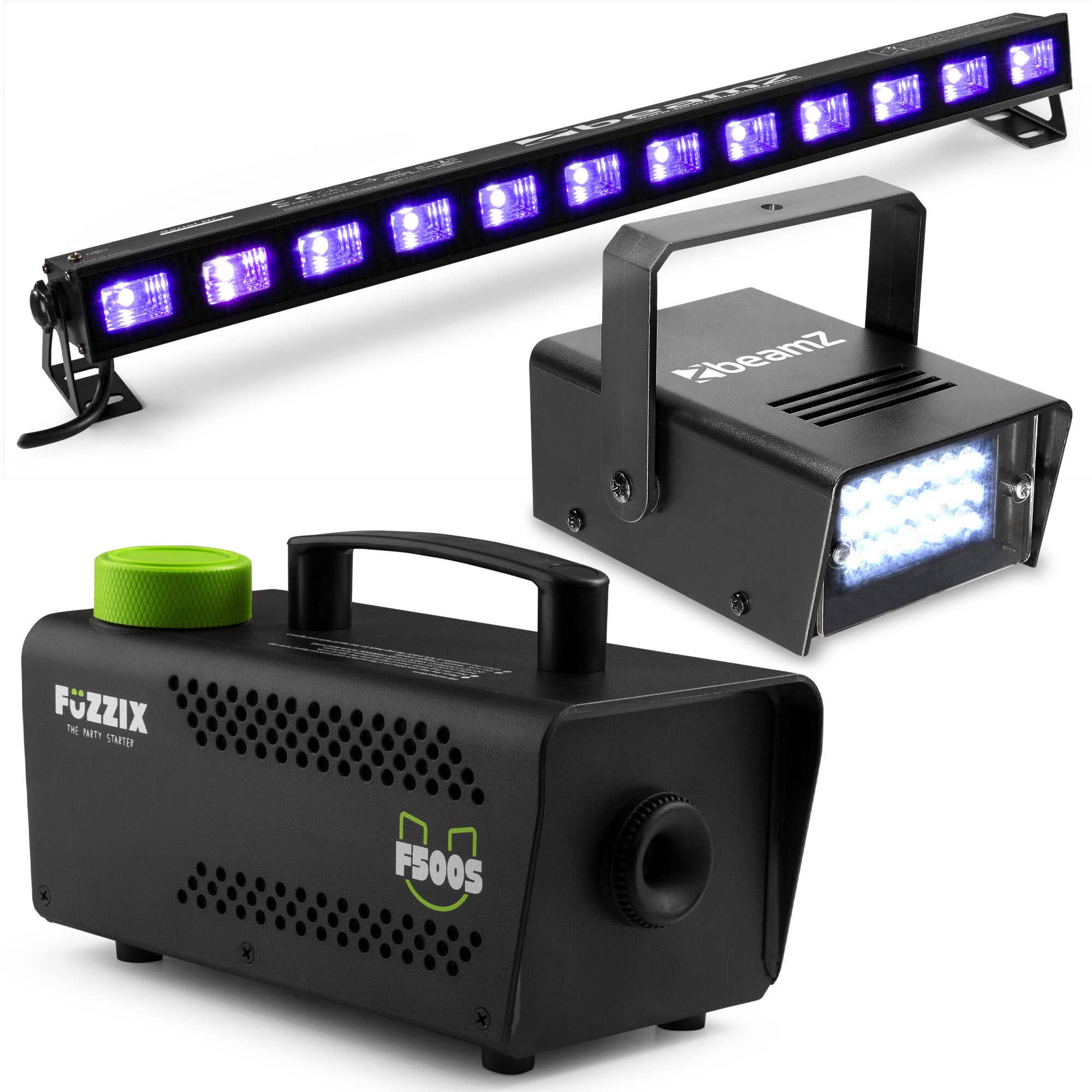 BeamZ Complete Halloween Effectset met Rookmachine, LED Stroboscoop en LED Blacklight Bar