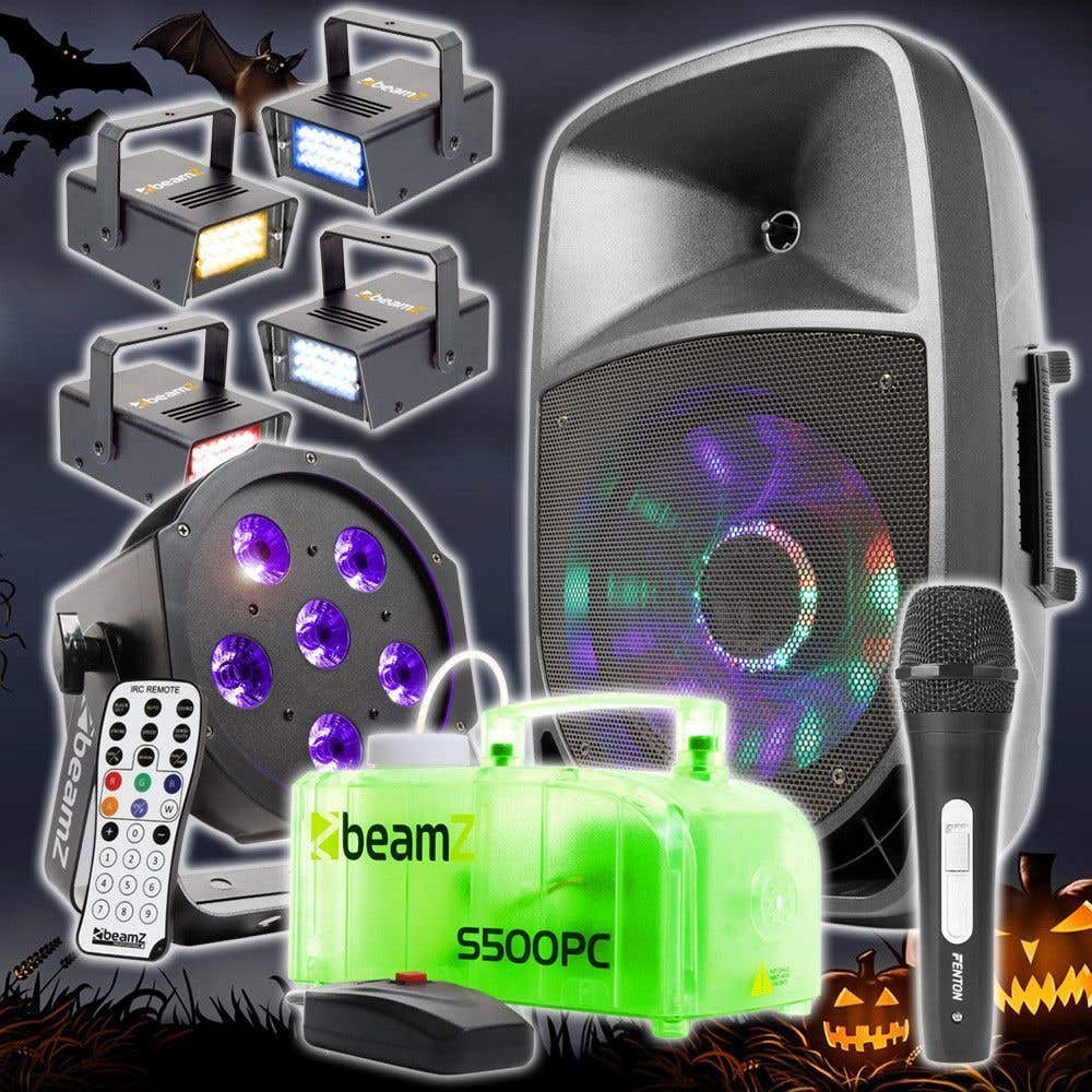 Beamz Halloween Set Xxl Met Bluetooth Speaker Microfoon Blacklight Flatpar Transparante Rookmachine En 4 Color Strobes beamz kopen in de aanbieding Beamz Halloween Set Xxl Met Bluetooth Speaker Microfoon Blacklight Flatpar Transparante Rookmachine En 4 Color Strobes beamz kopen in de aanbieding