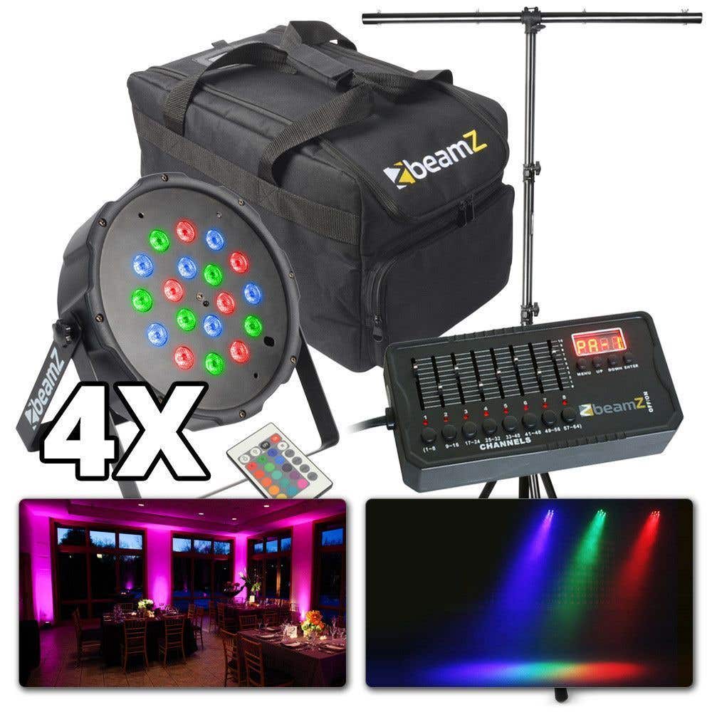 Beamz Complete Mobiele Dmx Flatpar 4X Lichtset Op Accu Met Tas beamz kopen in de aanbieding Beamz Complete Mobiele Dmx Flatpar 4X Lichtset Op Accu Met Tas beamz kopen in de aanbieding