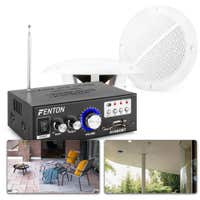 Fenton TS05 Waterdichte speakerset - Inbouw speakerset buiten met versterker - Bluetooth - 5 inch