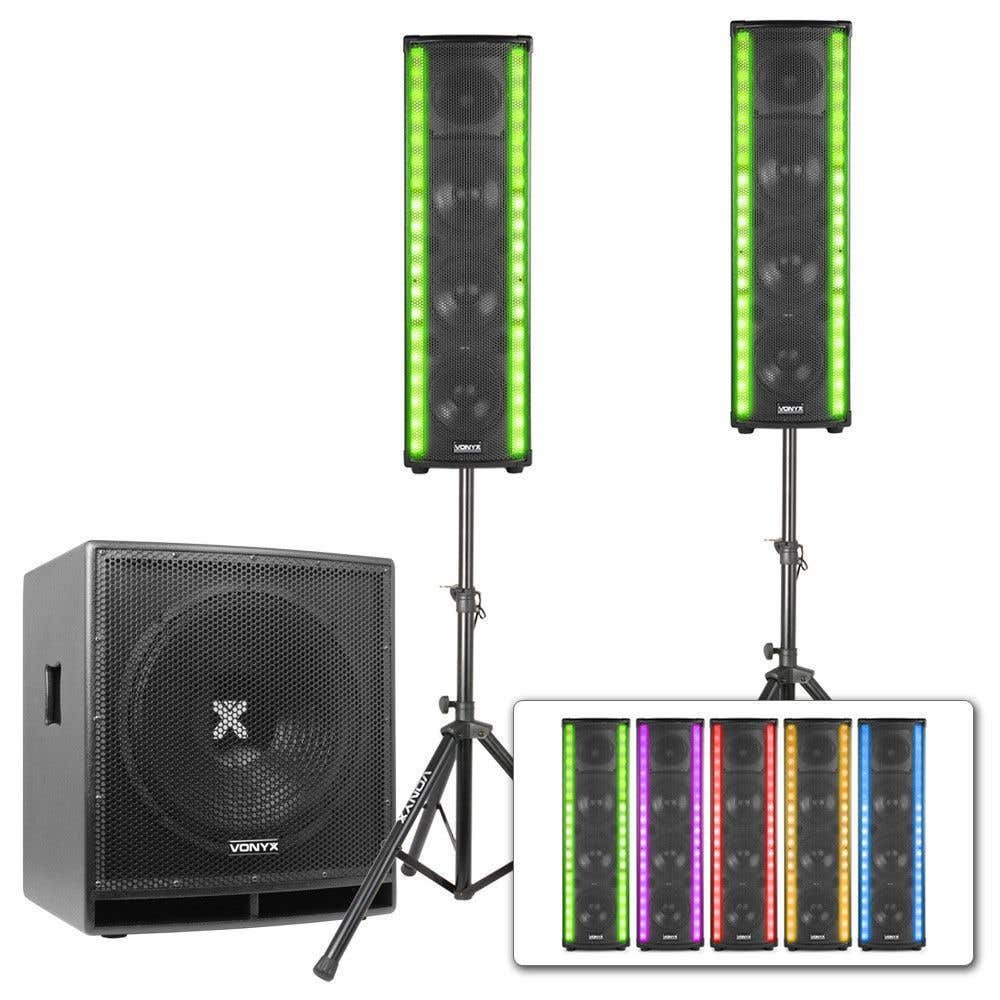 Vonyx 1600W LM65 LightMotion 2.1 geluidsinstallatie met subwoofer en bluetooth