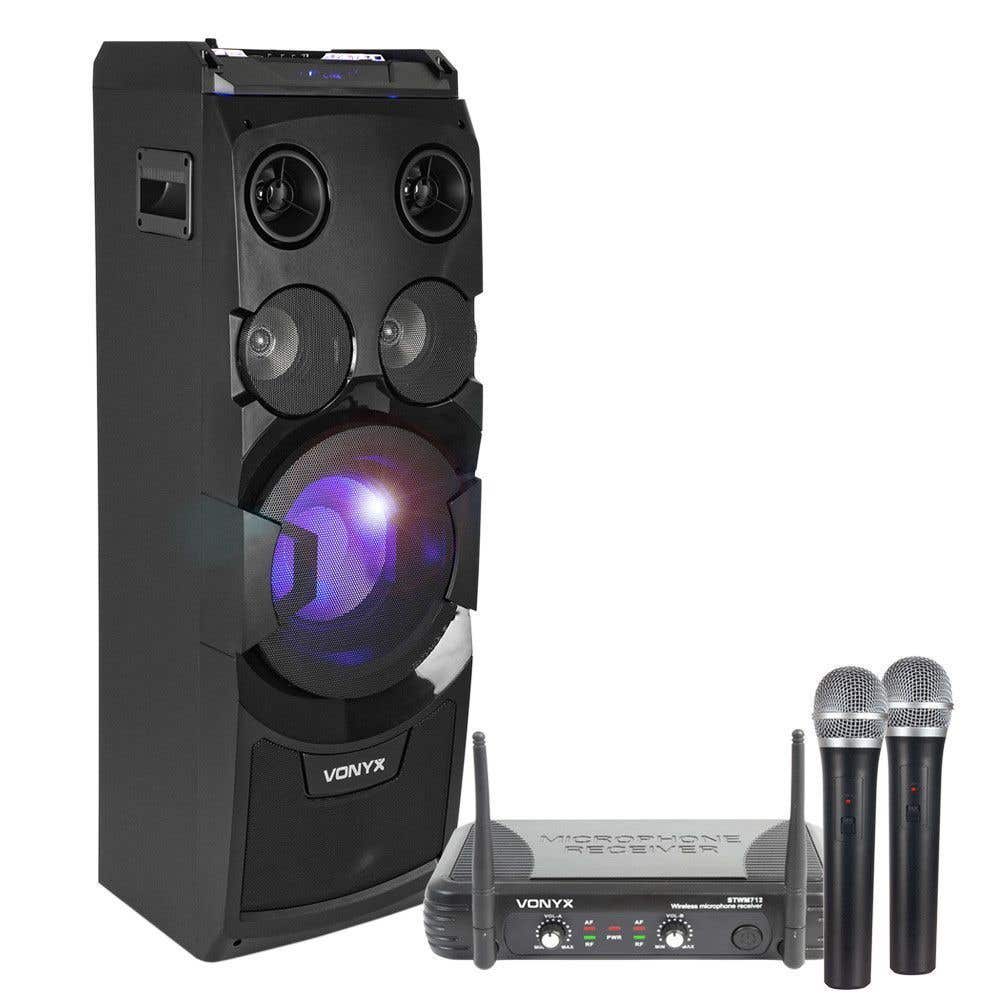 Vonyx Karaoke Party Speaker Met 2 Draadloze Microfoons Echo En Bluetooth vonyx kopen in de aanbieding