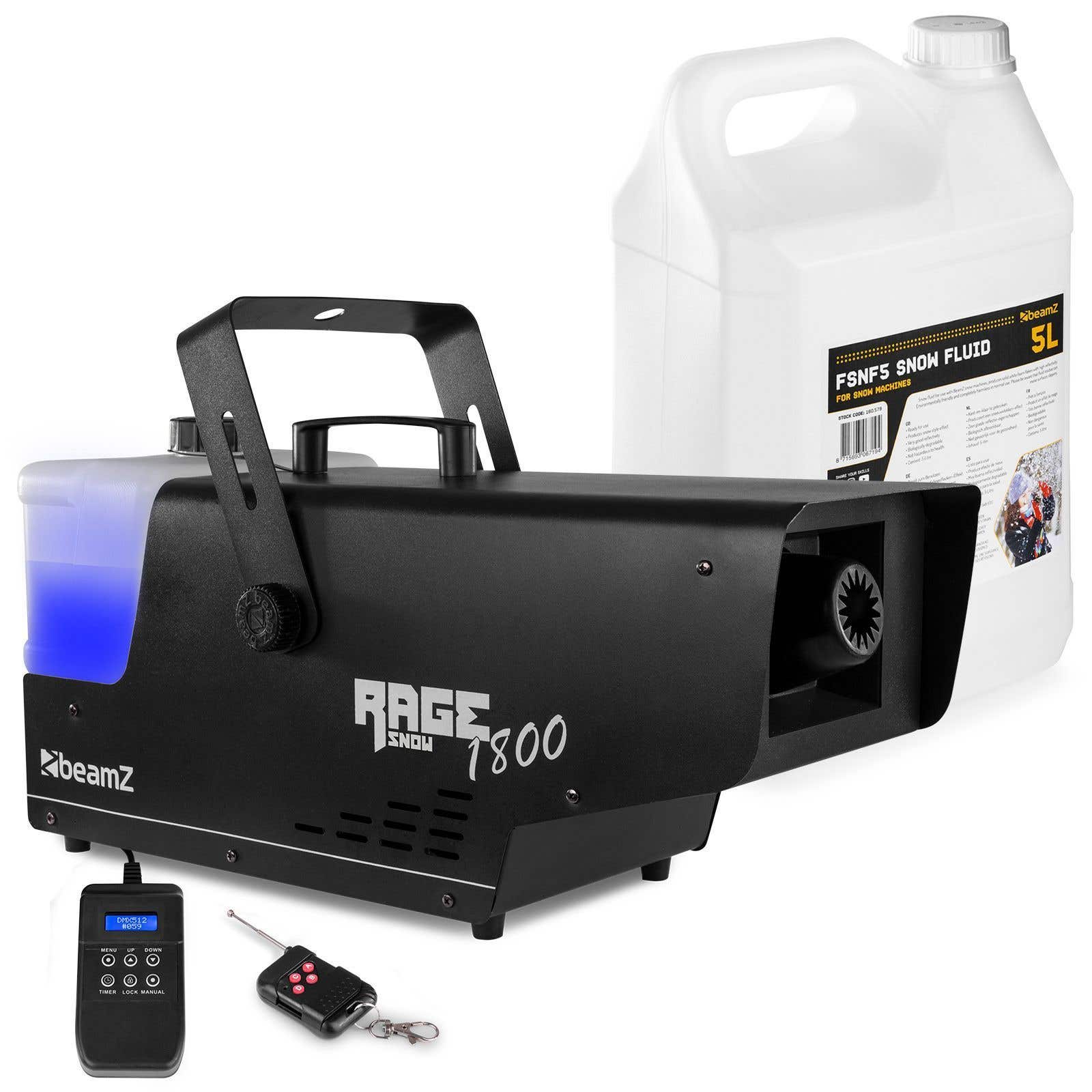 BeamZ RAGE1800SNOW sneeuwmachine incl. 5 liter sneeuwvloeistof