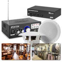 Geluidsinstallatie 4-zones met Bluetooth en 8 luidsprekers voor restaurant, winkel, etc.