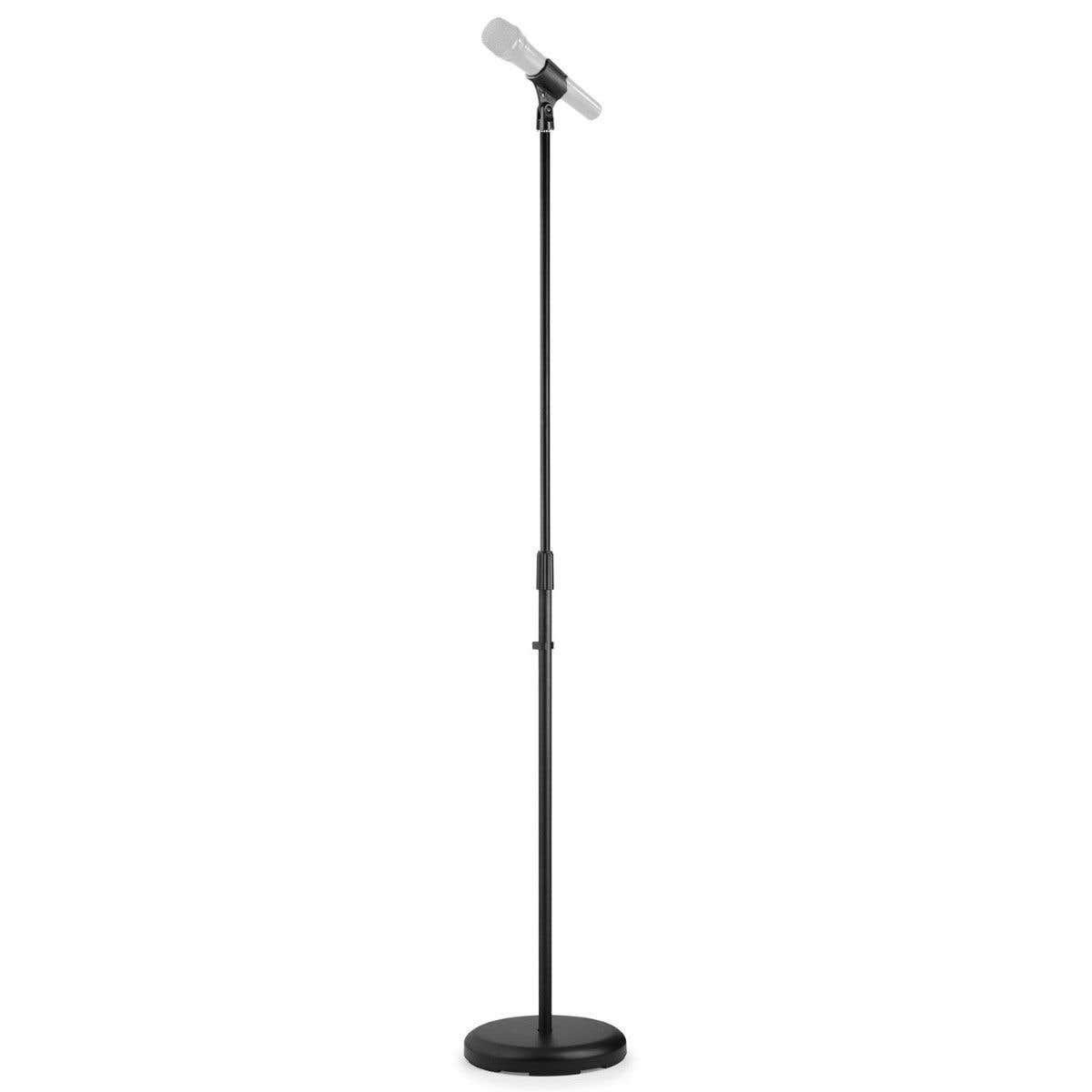Vonyx MS100B zwarte microfoonstandaard, in hoogte verstelbaar, met microfoonhouder
