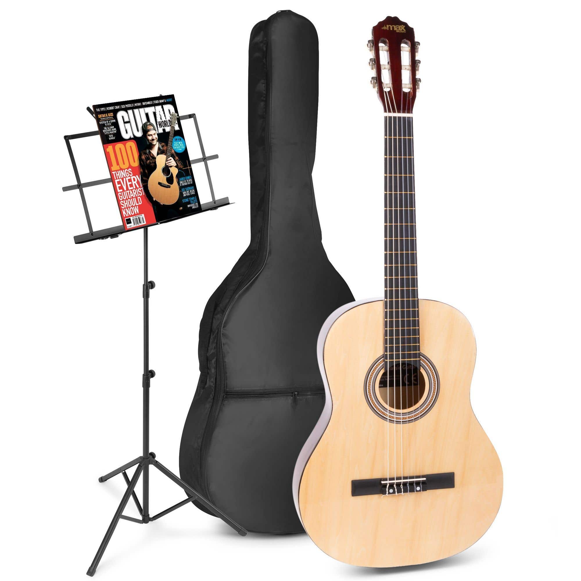 Akoestische gitaar voor beginners - MAX SoloArt klassieke gitaar / Spaanse gitaar met o.a. 39'' gitaar, muziekstandaard, gitaartas, gitaar stemapparaat en extra accessoires - Hout