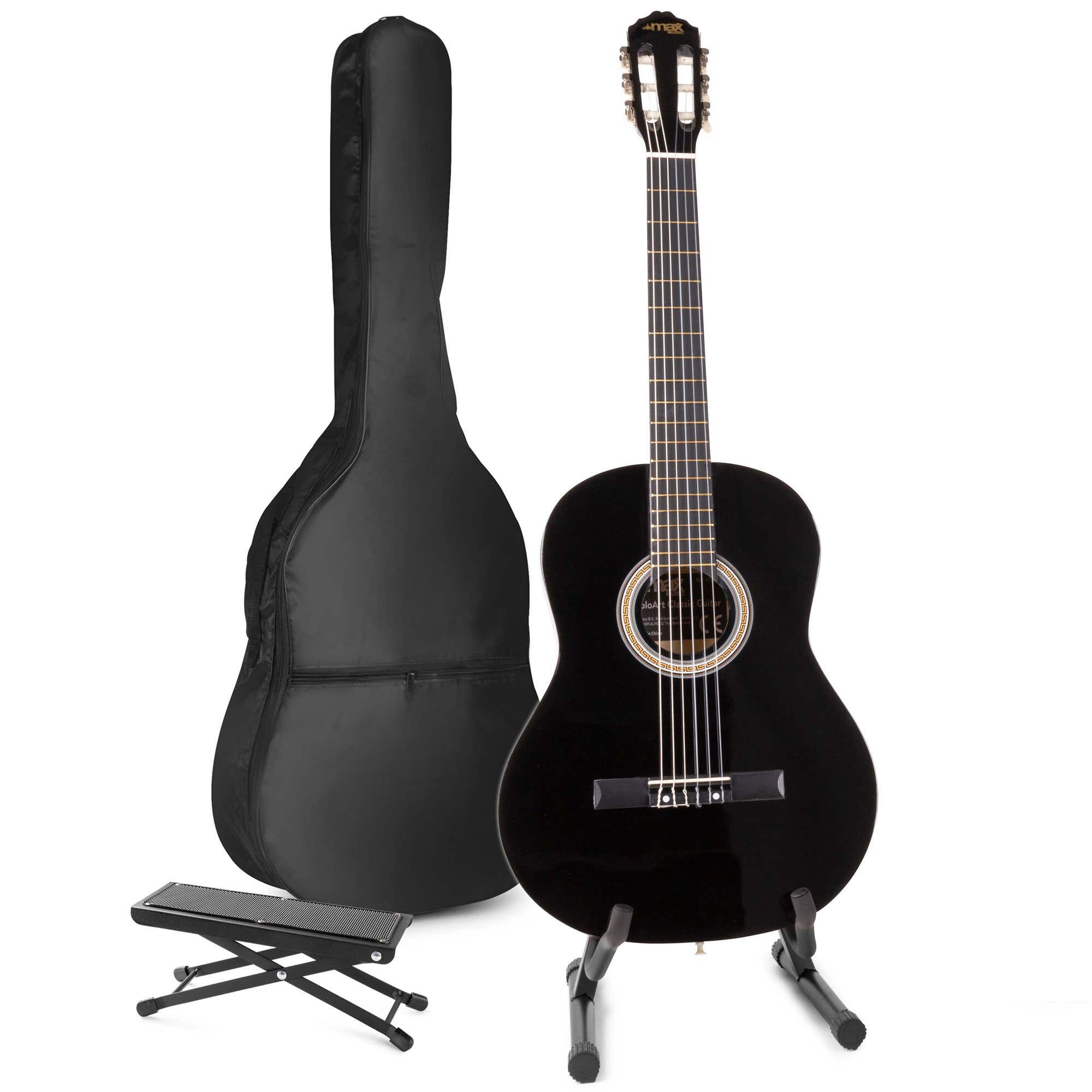 Akoestische gitaar voor beginners - MAX SoloArt klassieke gitaar / Spaanse gitaar met o.a. 39'' gitaar, gitaar standaard, voetsteun, gitaartas, gitaar stemapparaat en extra accesso