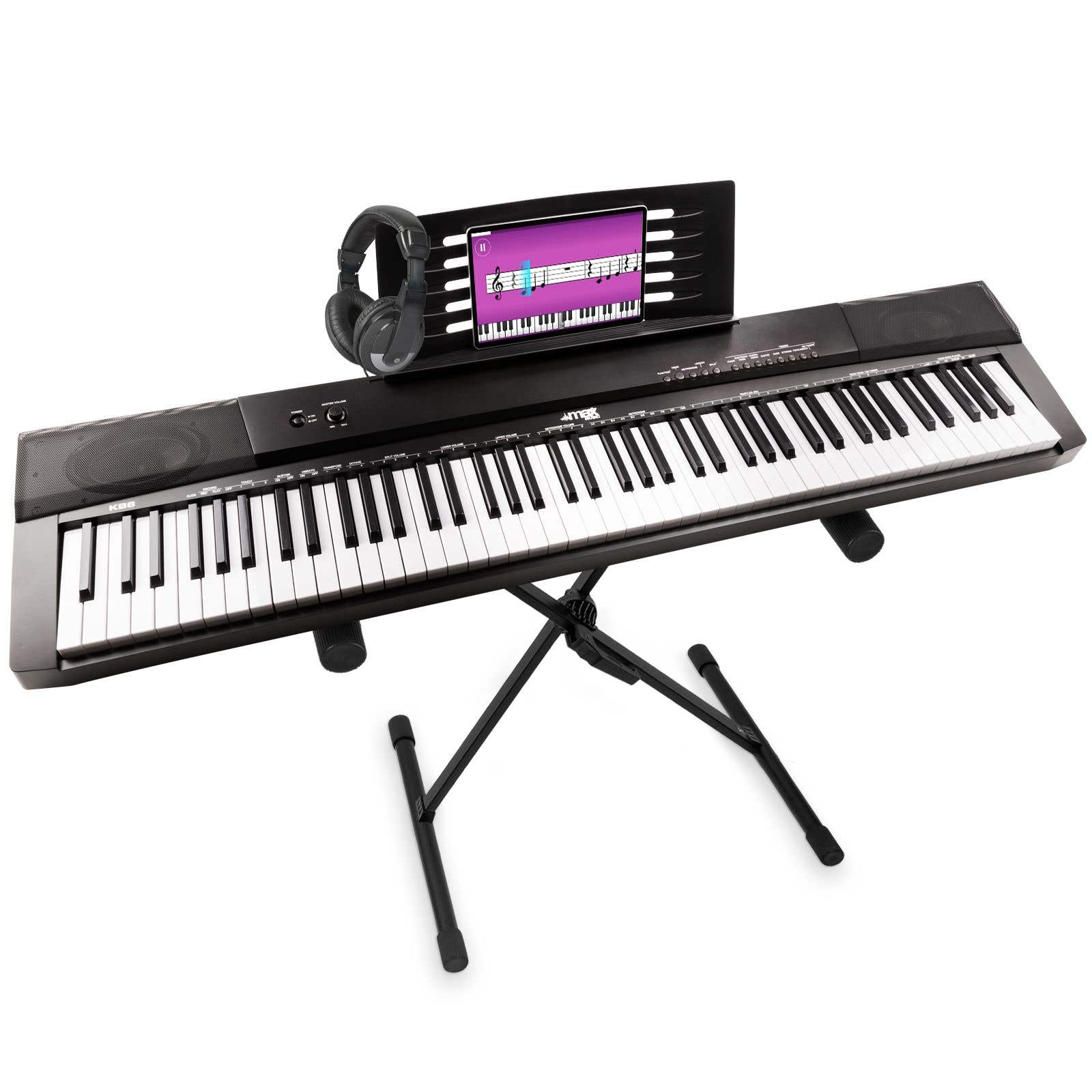 MAX KB6 digitale piano met keyboardstandaard en koptelefoon