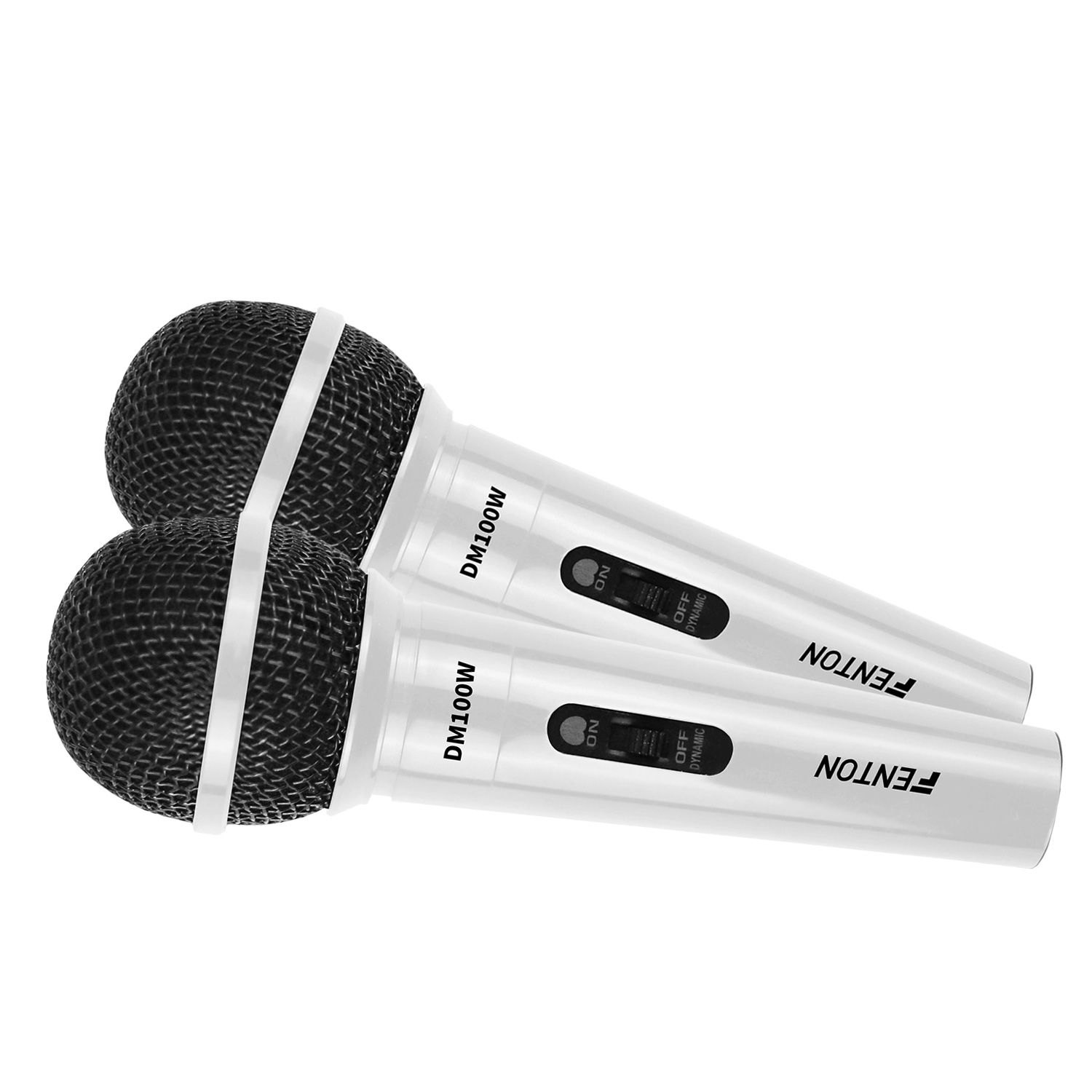 Fenton DM100W - Set van 2 witte microfoons voor o.a. karaoke en DJ's