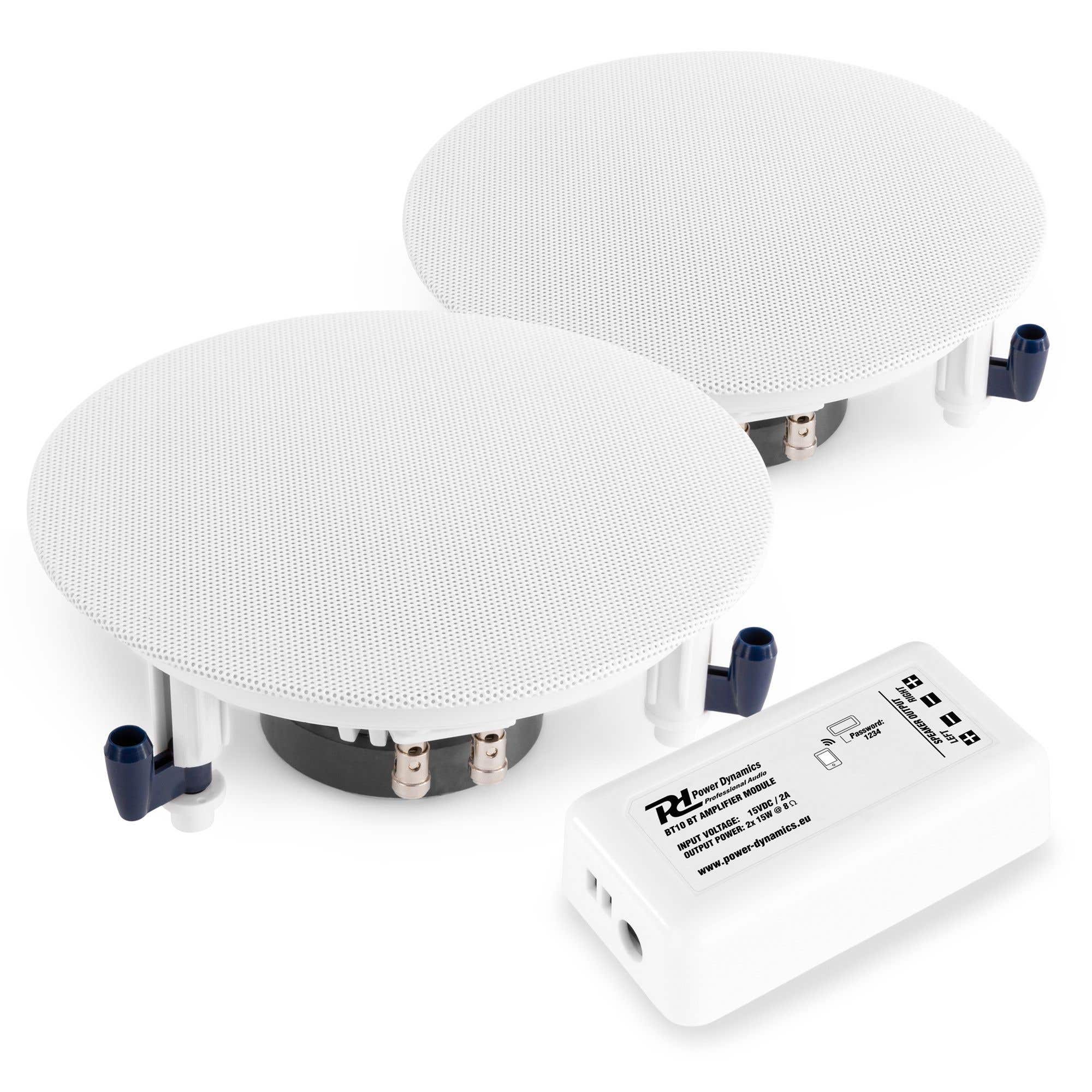 Power Dynamics ESCS6 inbouw speaker (2x) met BT10 Bluetooth versterker