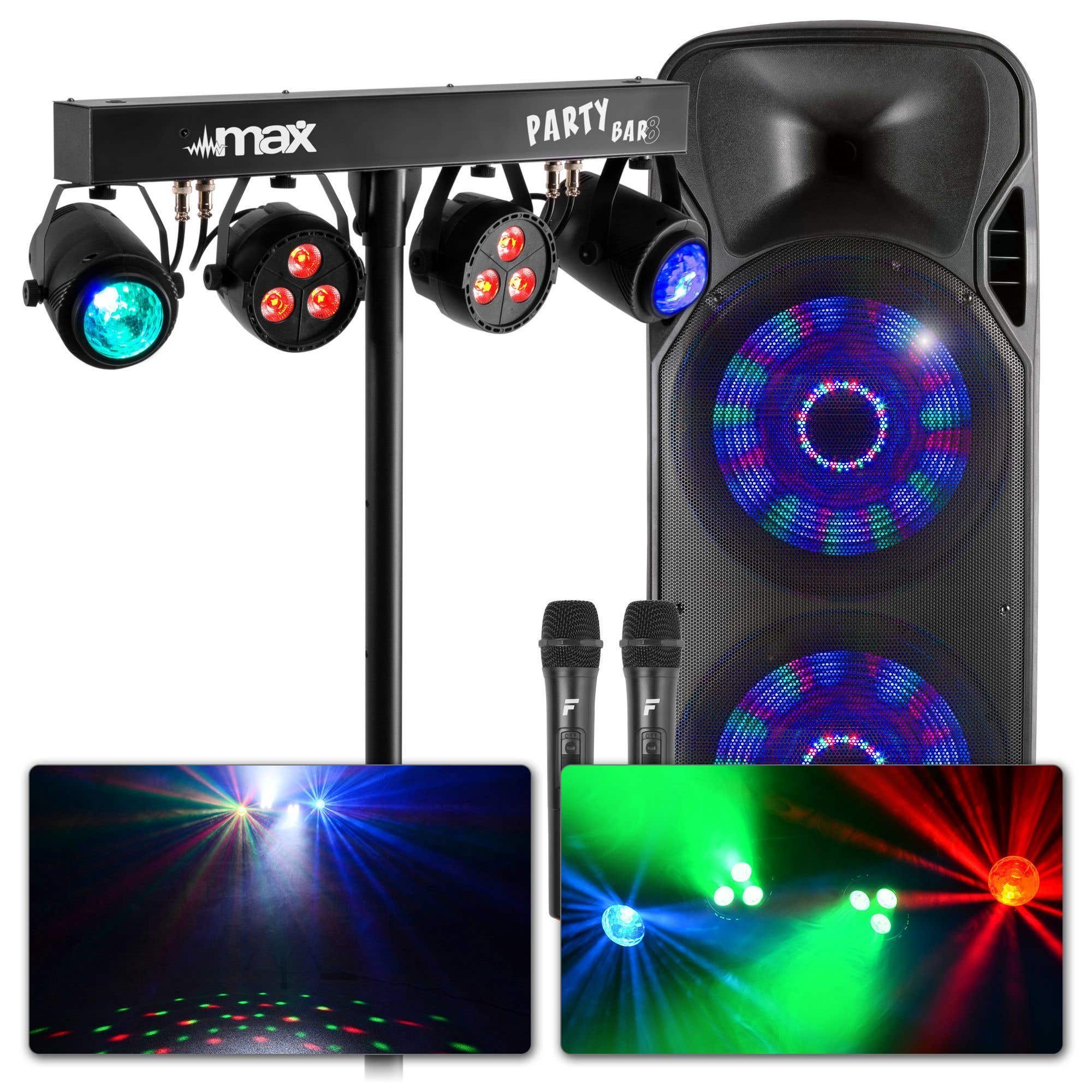 Mega Party Pack met 1600W Bluetooth speaker en feestverlichting op accu