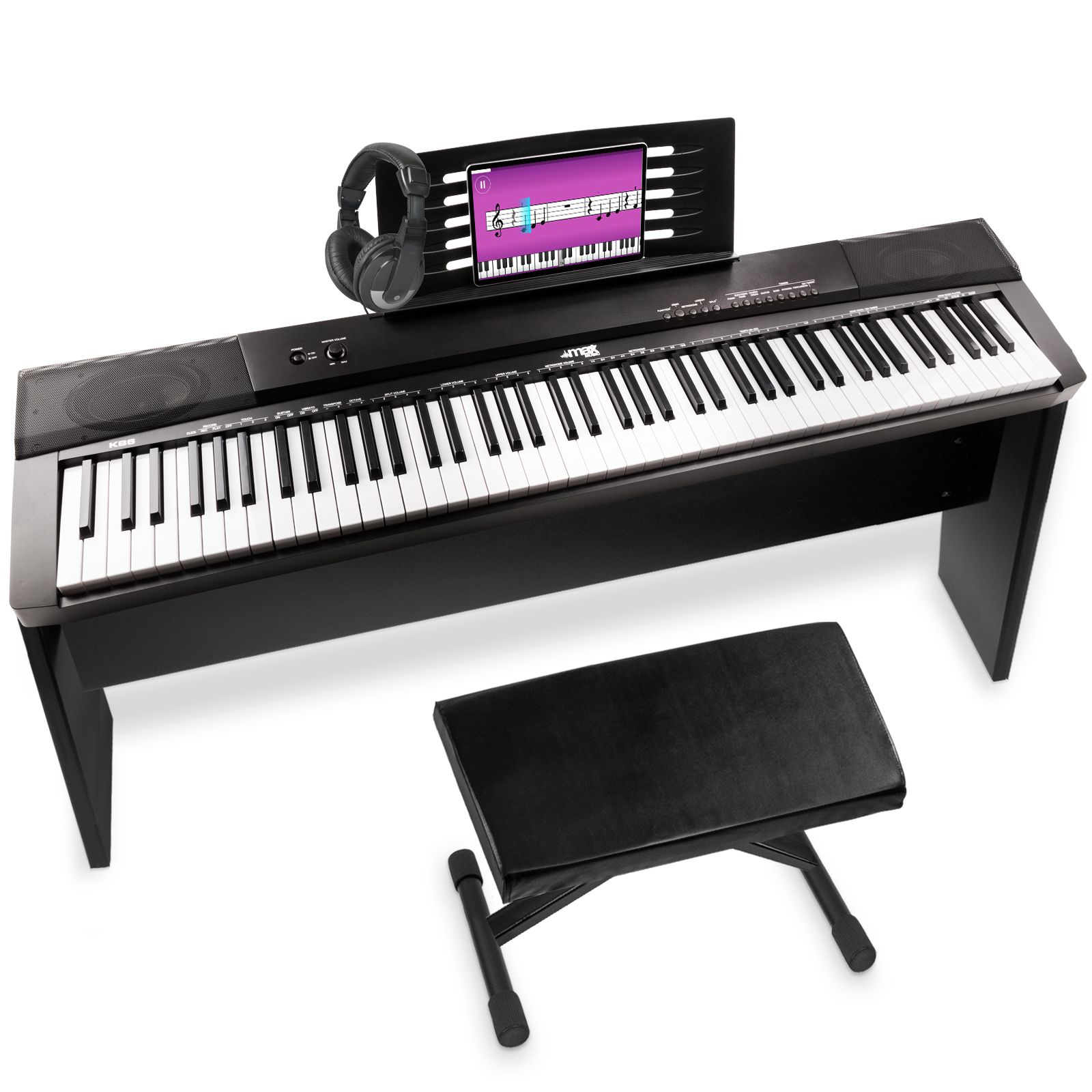 MAX KB6W digitale piano met 88 toetsen, meubel, bankje en