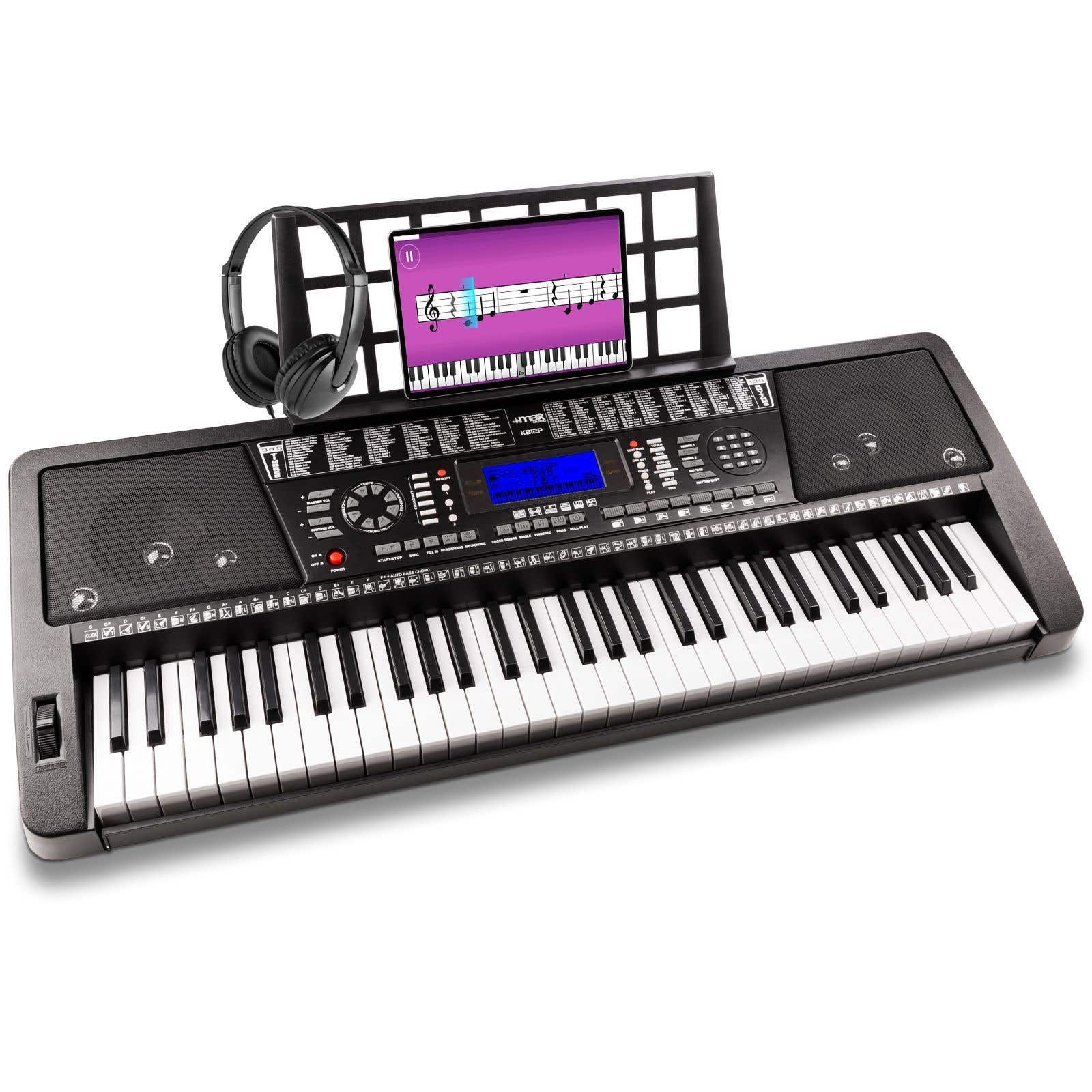 MAX KB12P midi keyboard met 61 aanslaggevoelige toetsen en koptelefoon